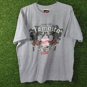 Red Stripe Jamaica Beer Graphic T‎ Shirt Men's Large Travel Tee